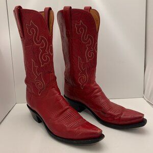 Womens Sz 10 1883 Lucchese Red Leather Cowgirl Cowboy Western Pointed Toe Boots